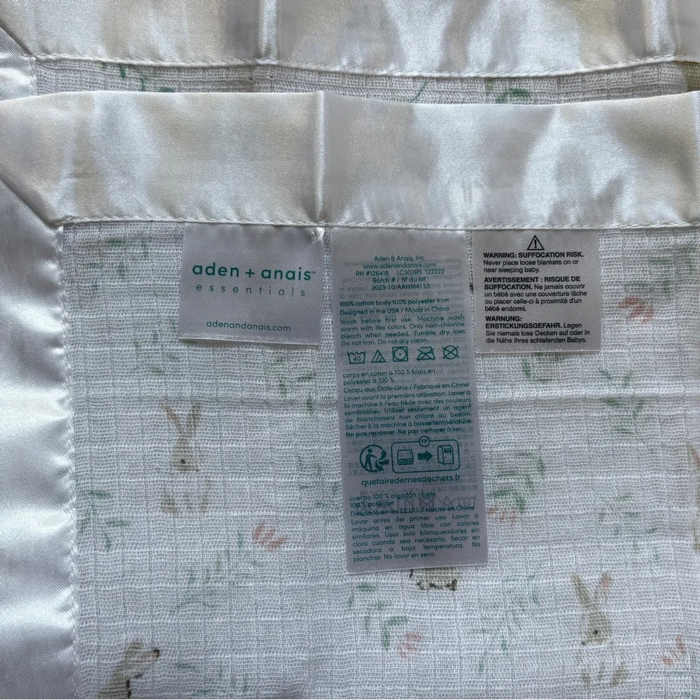Aden + Anais Essentials Classic Lovey, Cotton Muslin Bunny Burp Cloth New Unused